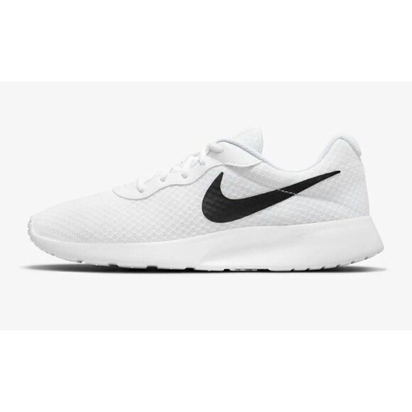 Size 12 - Nike Tanjun White Black 2021 Lacrosse Training Running Mens Sneakers - Picture 1 of 7